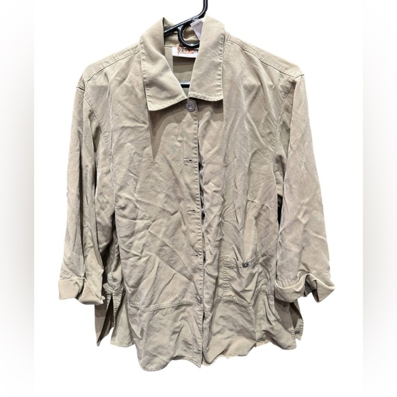 Liz Claiborne Tan Button-Up Shirt 16w - Picture 1 of 4